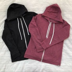 Pair Eddie Bauer Zip-up Hoodies, Black / Berry, M